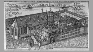 Collegium Jenense zu Beginn des 18. Jahrhunderts mit dem neuen Observatoriumsturm