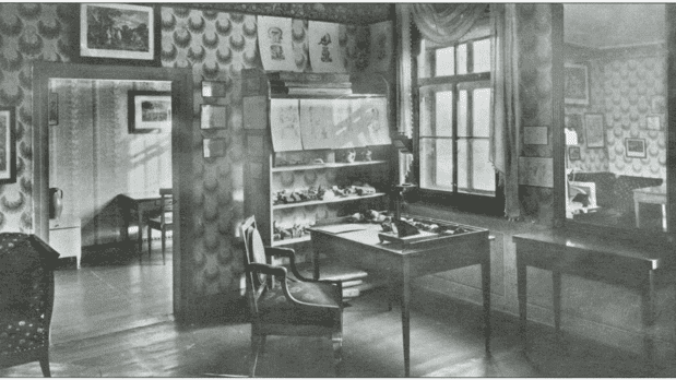 Goethezimmer im Inspektorhaus des Botanischen Gartens, Photografie von Alfred Bischoff 1921. Stadtmuseum Jena